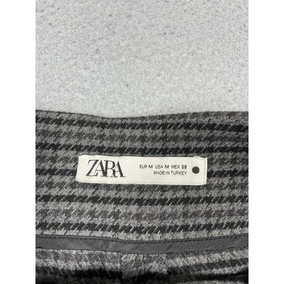 Zara Womens Size M Gray Houndstooth Wide Leg Cropped Pants - Picture 3 of 11